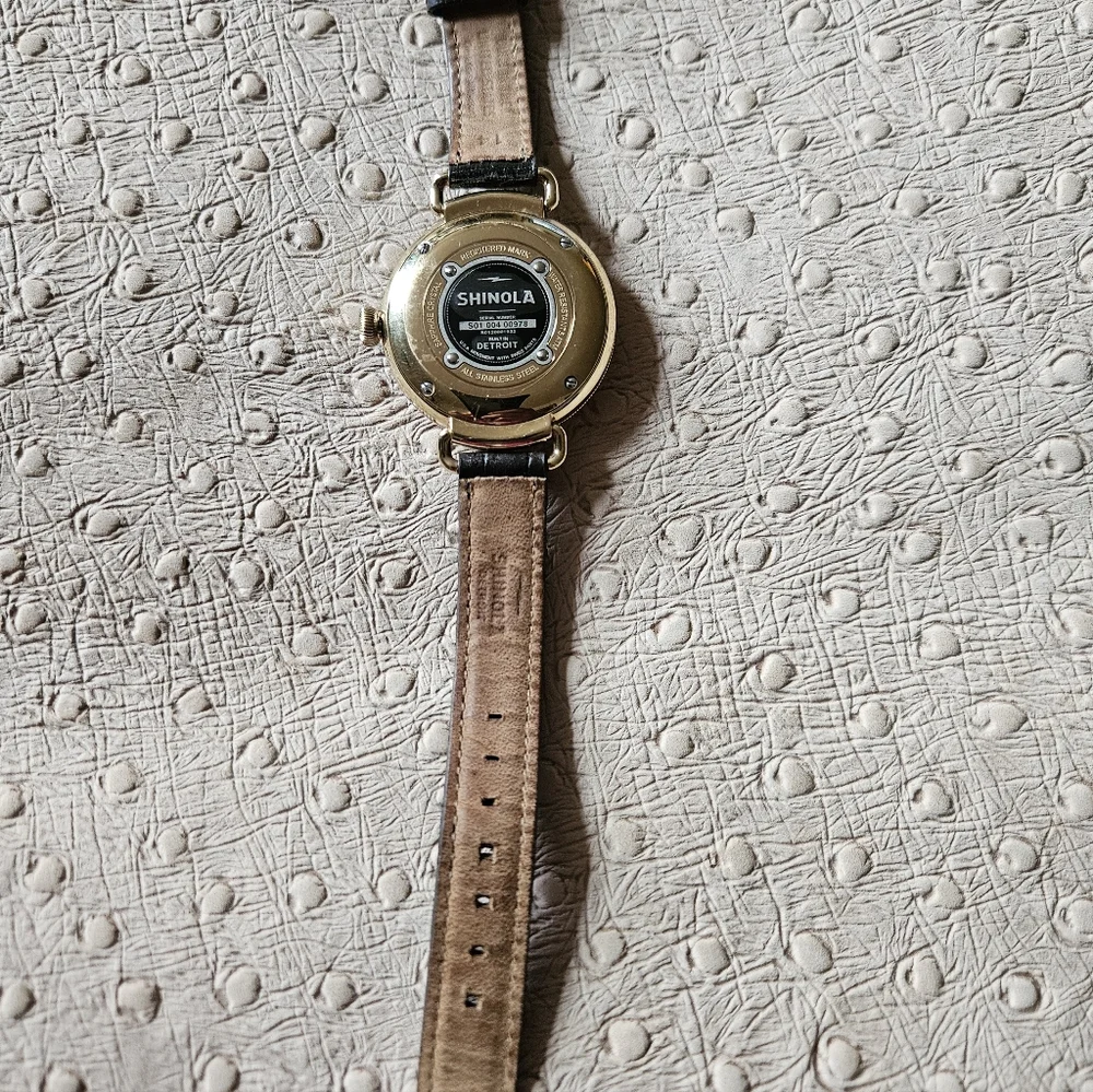 Shinola Gold Case with Brown Leather Strap Watch - Picture 7 of 12